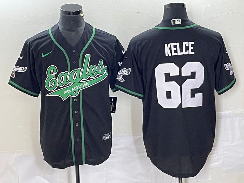 Men Philadelphia Eagles 62 Kelce Black Nike 2023 Co Branding Game NFL Jersey style 1